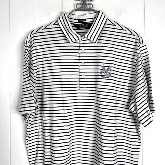 Polo Golf PGA Championship Valhalla White and Navy Striped Polo SZ XL - Picture 2 of 9